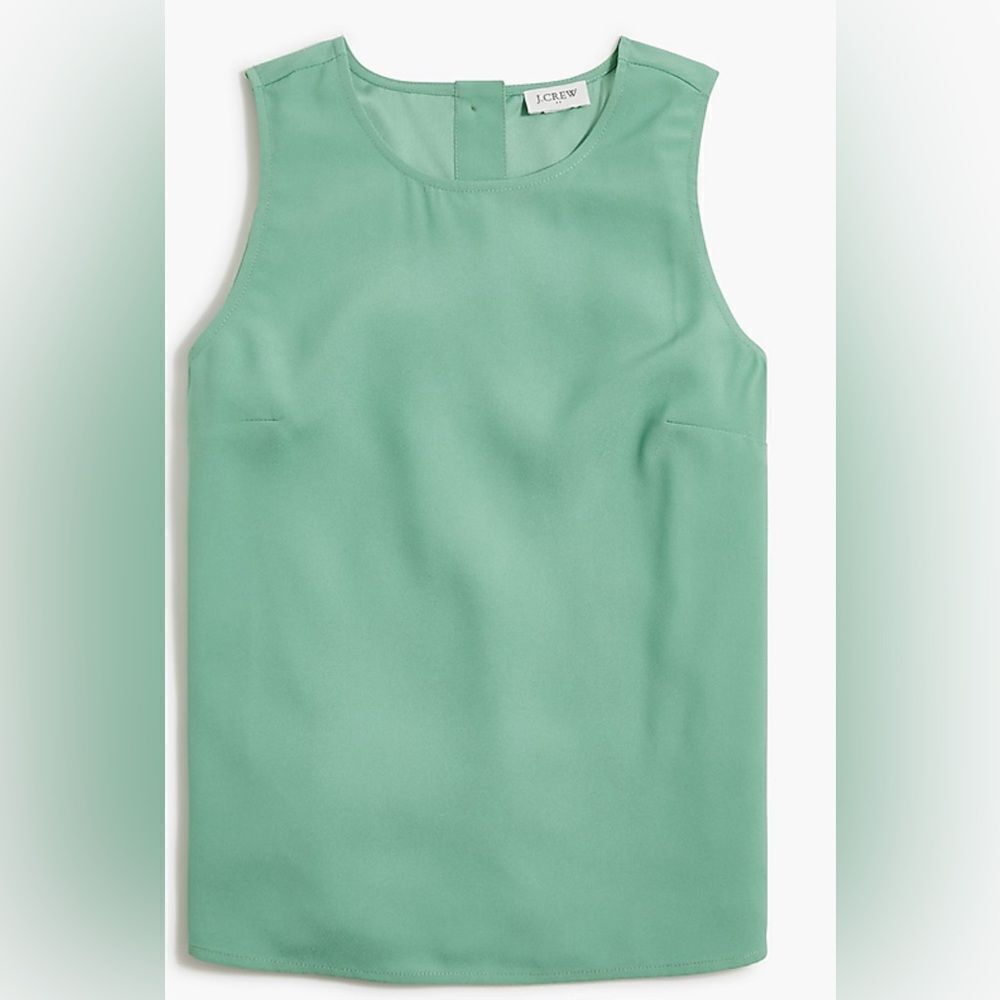 NWT J Crew Large Tank Eucalyptus Green 1/4 Button Up Back. Large